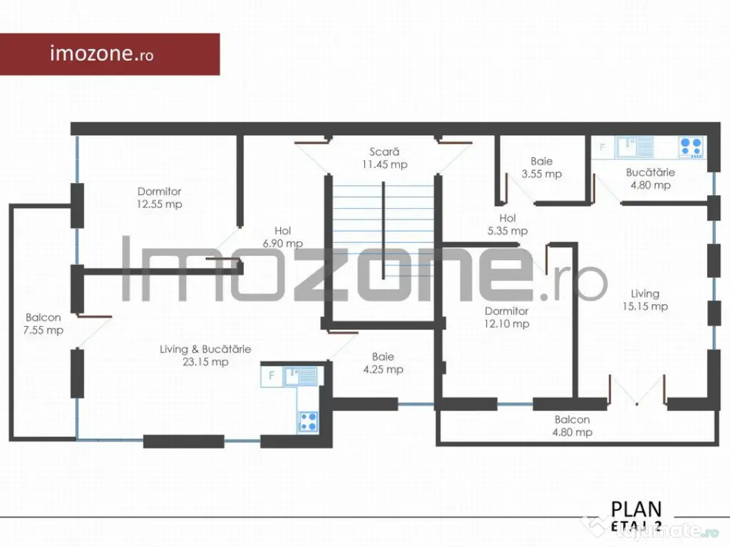 Apartament 2 camere, bloc nou, finisat la cheie, centrala...