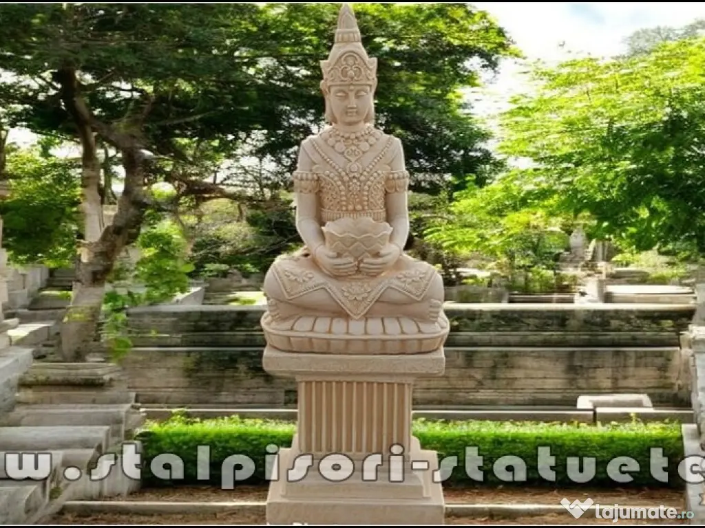 Statuetă Buddha Kwan Yin, galben antichizat, model S8 (2). 