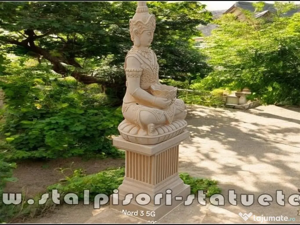 Statuetă Buddha Kwan Yin, galben antichizat, model S8 (2). 