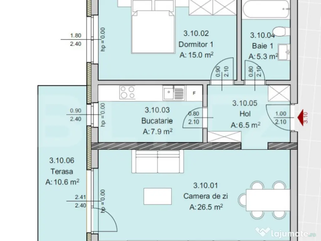 Apartament 2 camere 61 mp, Constructie Noua, Zona Semicentra