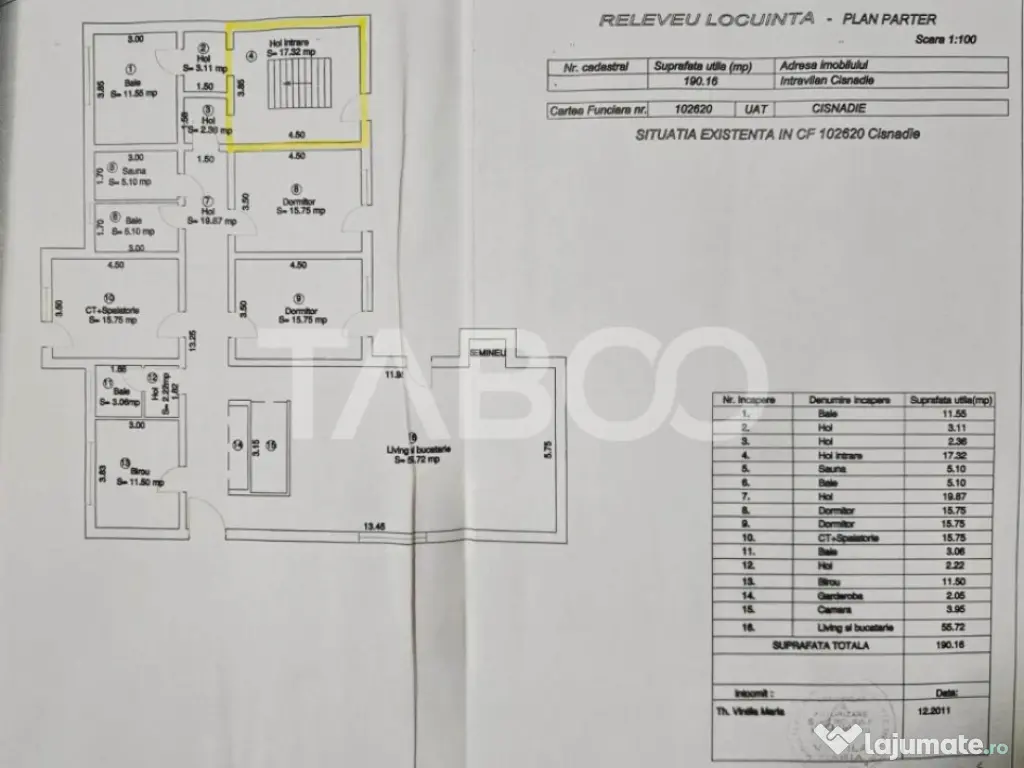Casa individuala 1 nivel 190 mp 5 camere curte 819 mp Cisnad