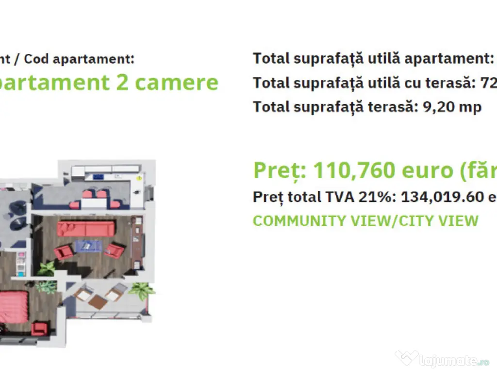 C/1556_1 De vânzare apartament cu 2 camere -Green Residence