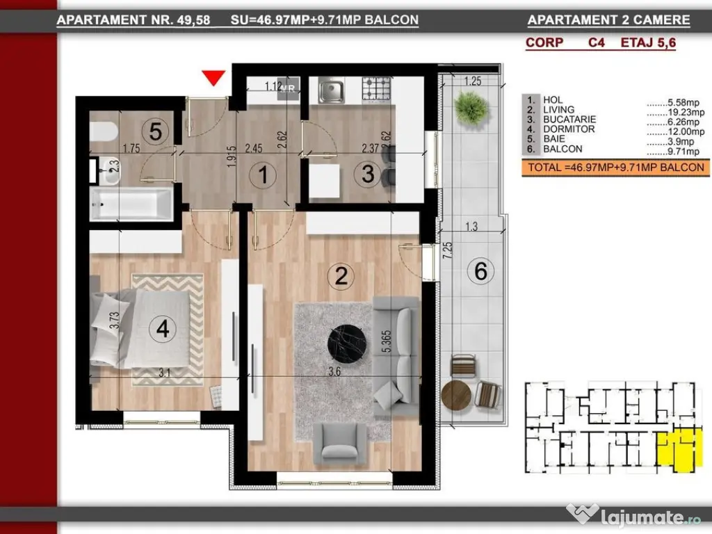 2cam.dec. -57mp-gata, la aprox. 15min metrou Leonida/Berceni