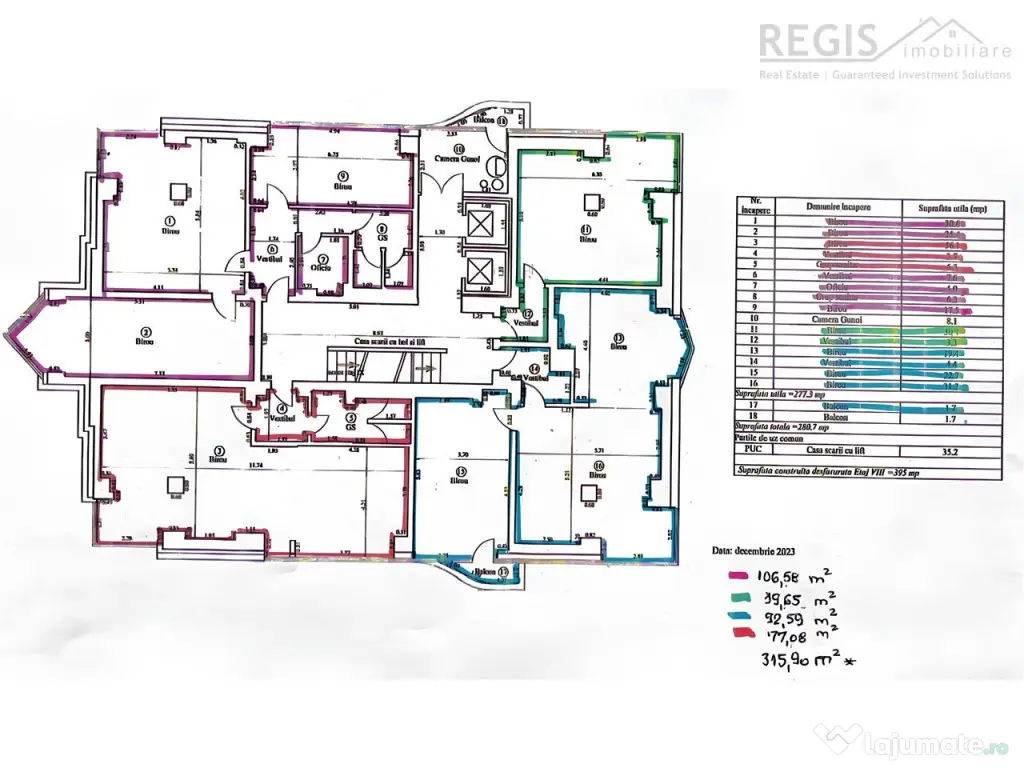 Etaje Renovate in Centrul Civic pentru Birouri de Inchiriat 