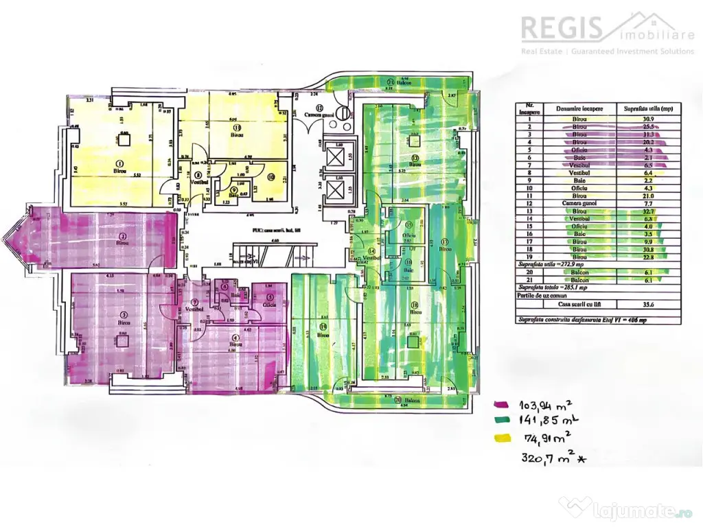 Etaje Renovate in Centrul Civic pentru Birouri de Inchiriat 