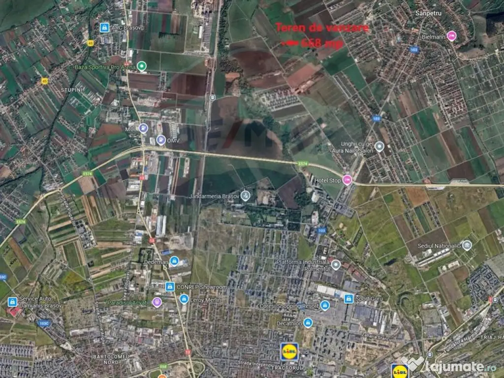 Teren intrare Sanpetru 668mp, str Tudor Arghezi-zona cart... 