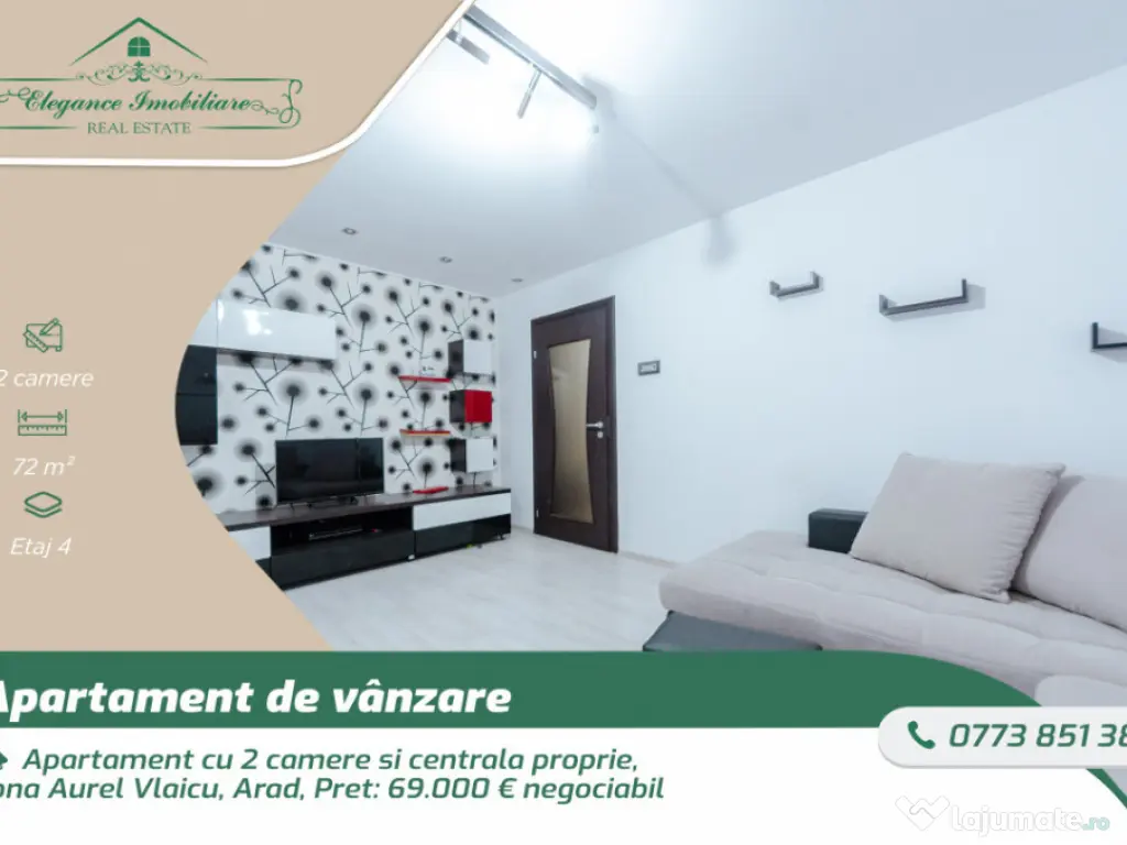Apartament cu 2 camere si centrala proprie, zona Aurel Vlaic