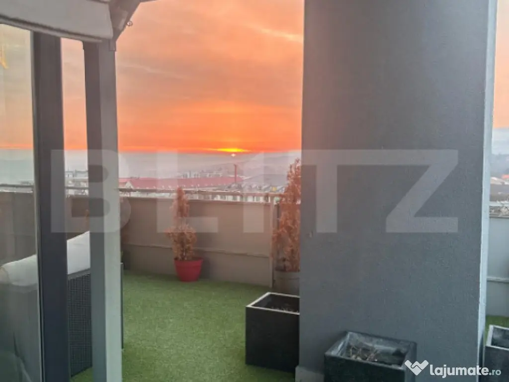 Penthouse 4 camere, 110 mp, 120 mp terasa, garaj, zona Buna-