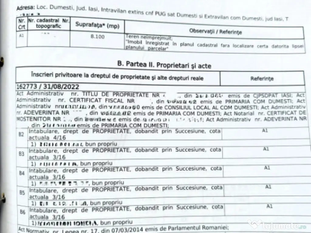 Comision 0% - Teren Primarie Dumesti, 8100 mp, front 13 ml, 