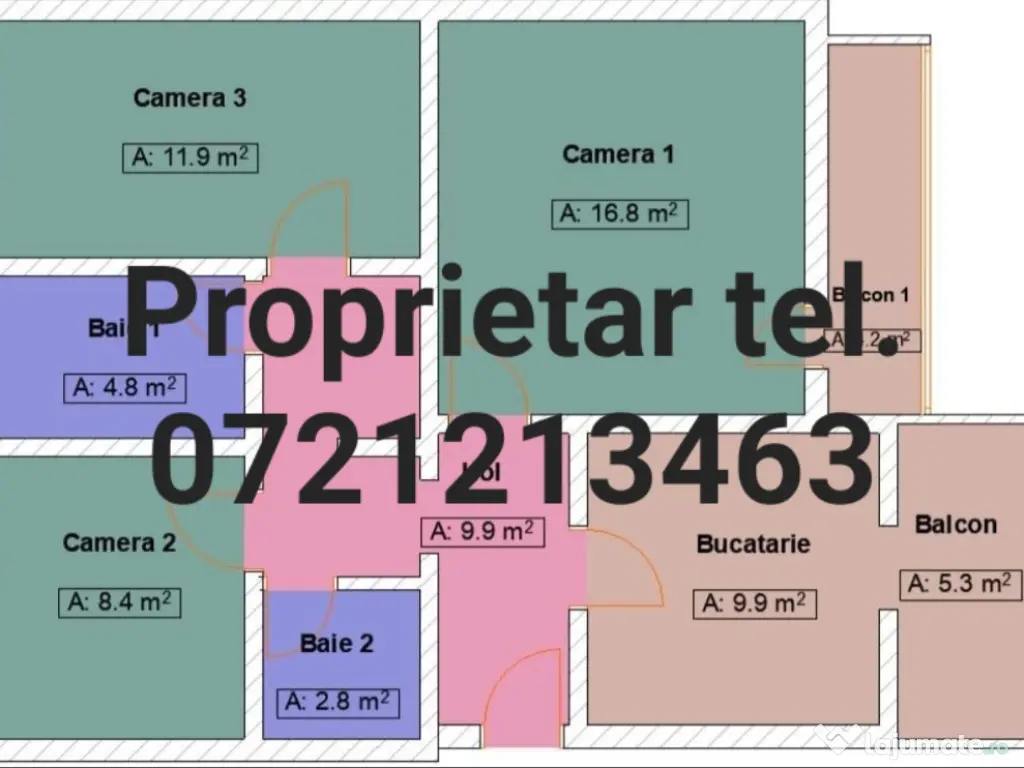 De vanzare apartament 3 decomandat 