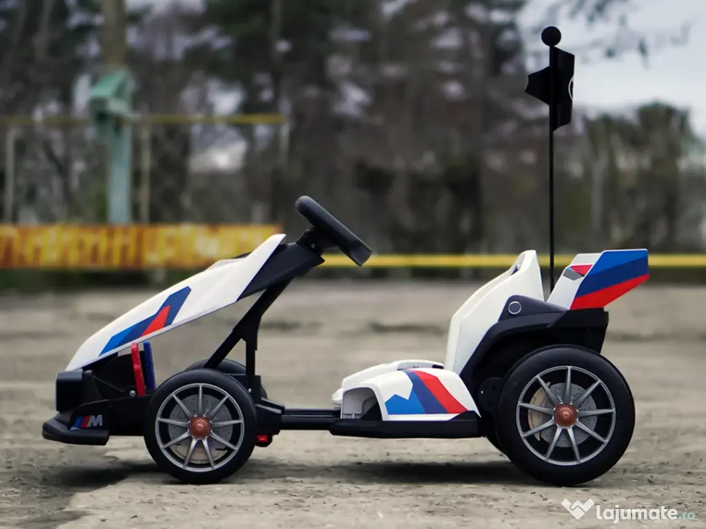 Kart electric cu functie Drift, BMW Motosport 2x 250W, 24V sasiu ajustabil White 