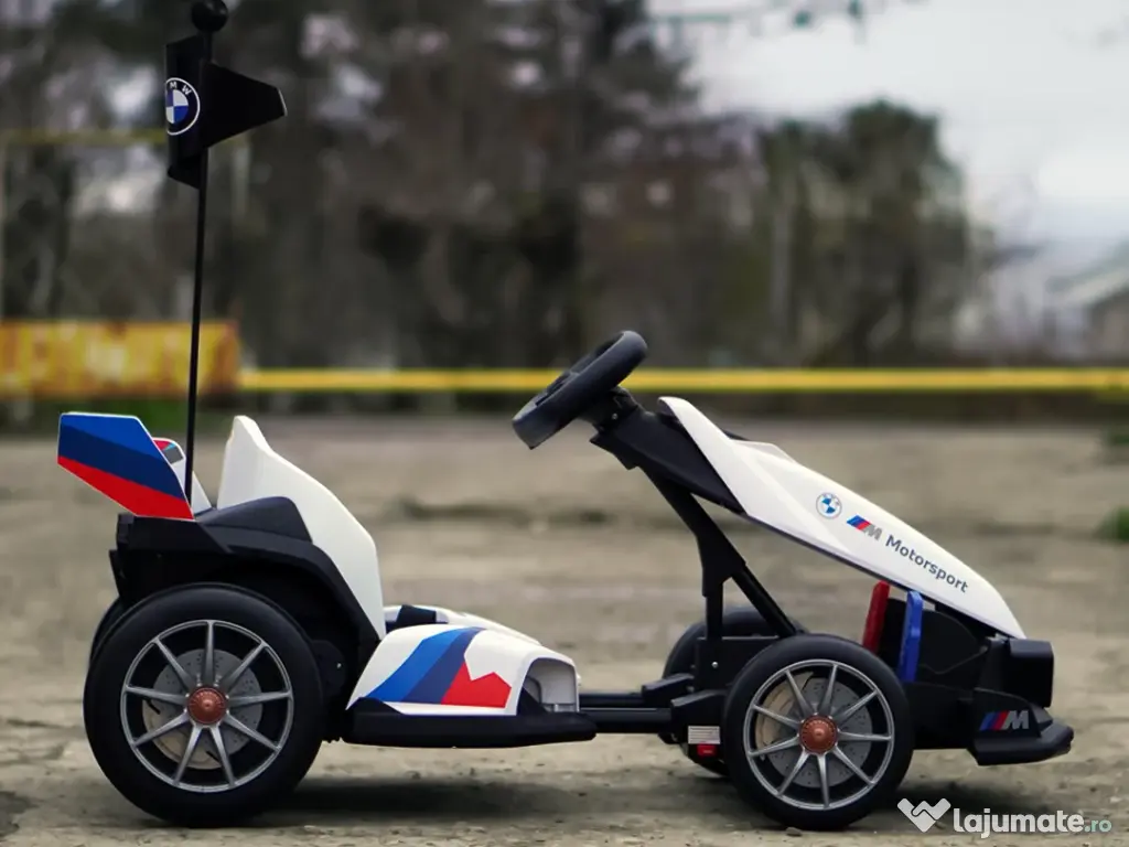 Kart electric cu functie Drift, BMW Motosport 2x 250W, 24V sasiu ajustabil White 