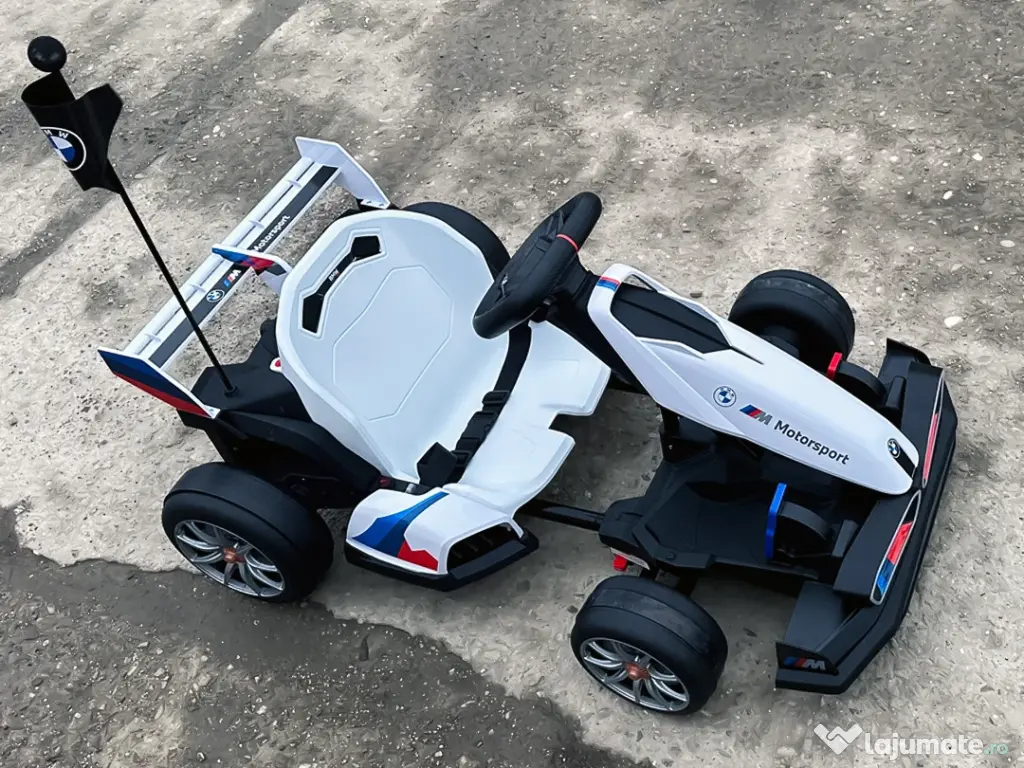 Kart electric cu functie Drift, BMW Motosport 2x 250W, 24V sasiu ajustabil White 