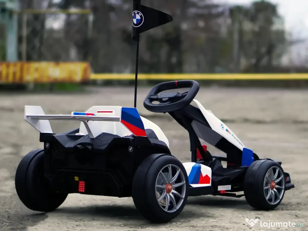 Kart electric cu functie Drift, BMW Motosport 2x 250W, 24V sasiu ajustabil White 