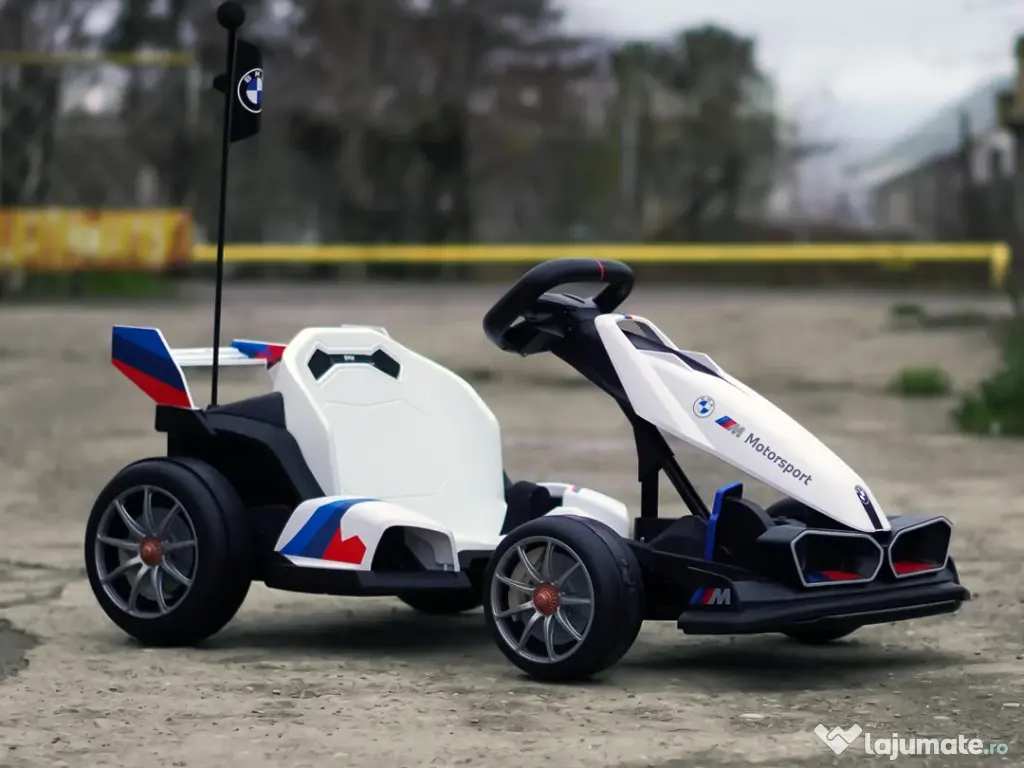 Kart electric cu functie Drift, BMW Motosport 2x 250W, 24V sasiu ajustabil White 