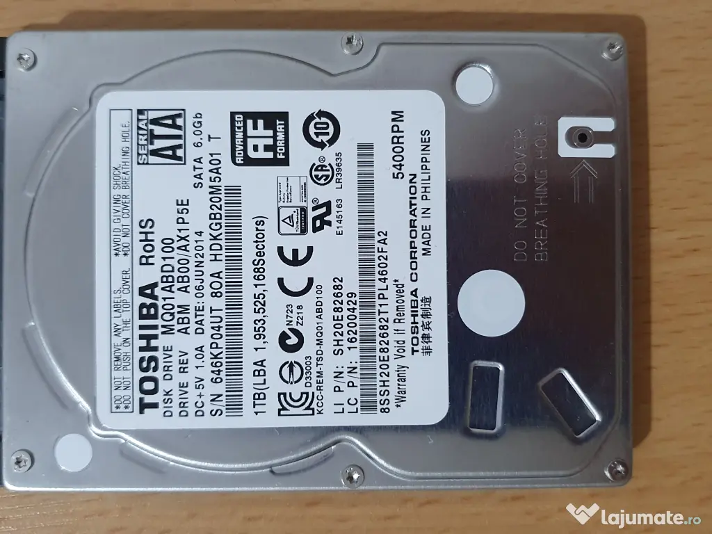 Hard disk 2.5 inch TOSHIBA 1TB + rack 