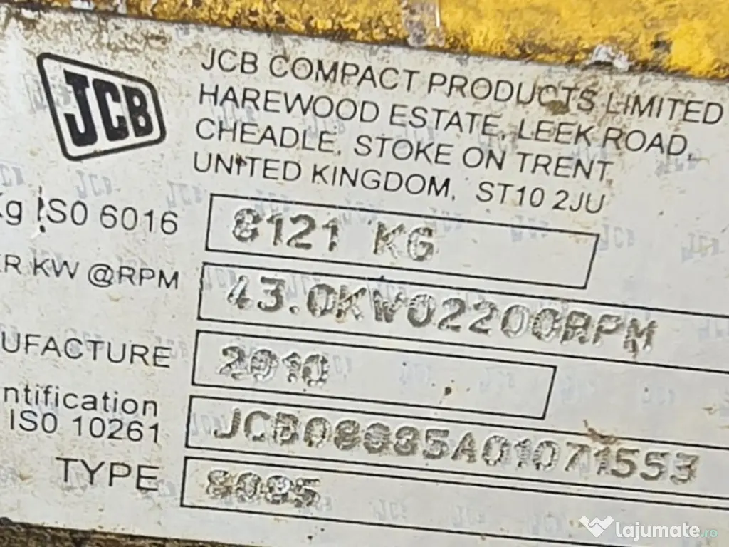 JCB 8085 ZTS (8.5 Tone) - An 2010 - 9304 Ore - TVA inclus 