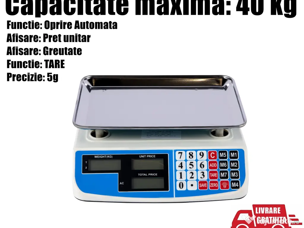 Cantar Masa Legume Fructe Platforma Electronic 40kg + LIVRARE GRATUITA