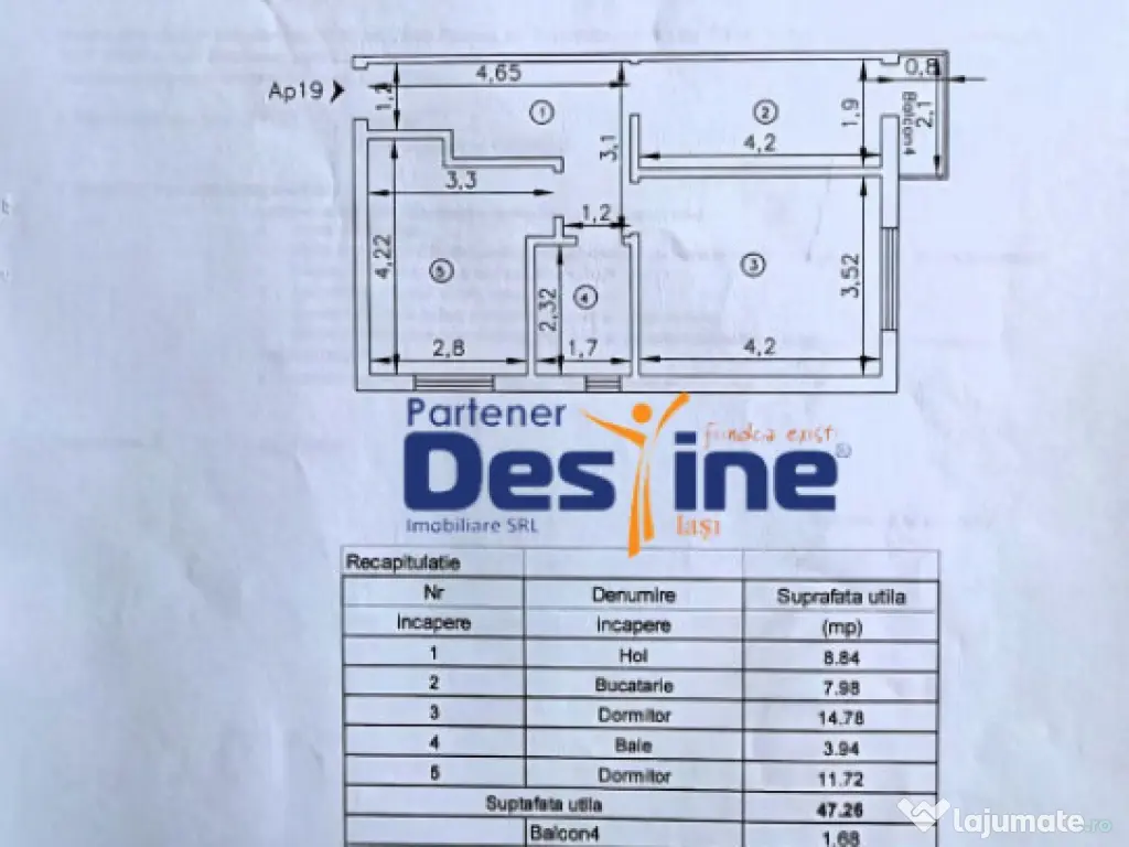 Comision 0% Apartament 2 camere decomandat 49 mp mobilat