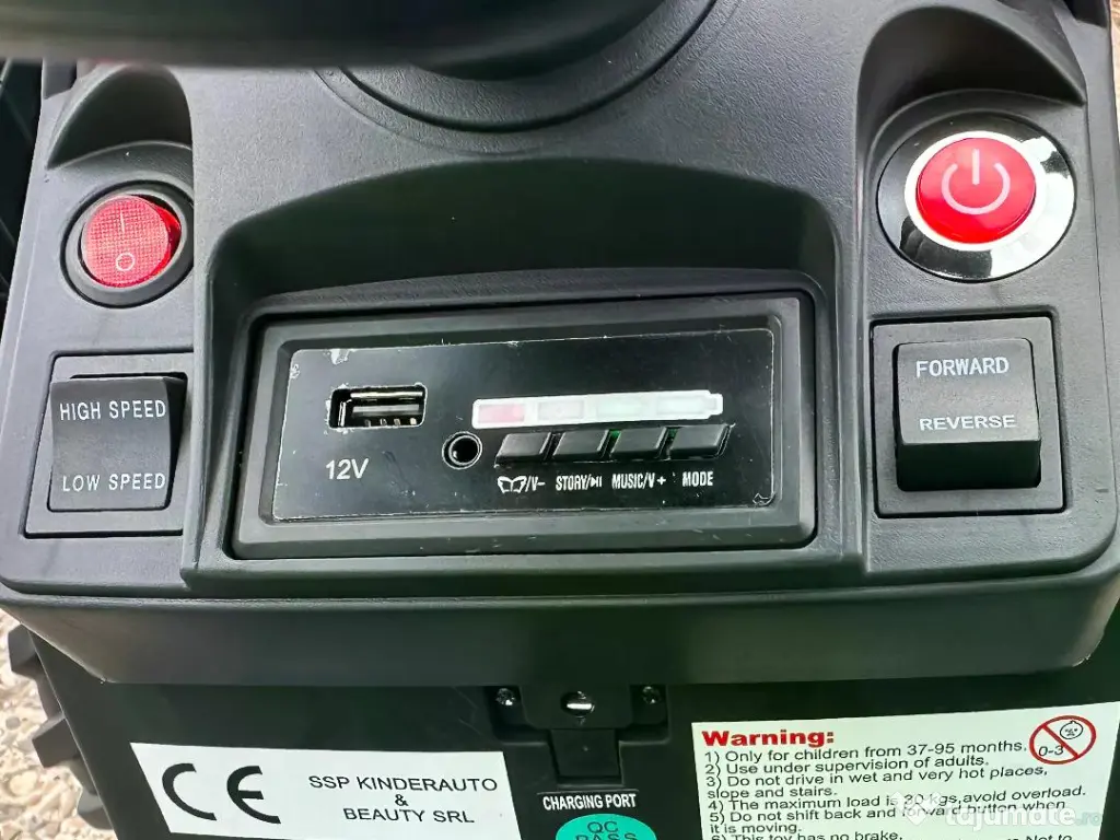 Tractor electric Kinderauto 720-T, 2x 45W 12V, cupa si incarcator Green 