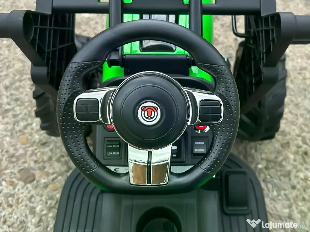 Tractor electric Kinderauto 720-T, 2x 45W 12V, cupa si incarcator Green 