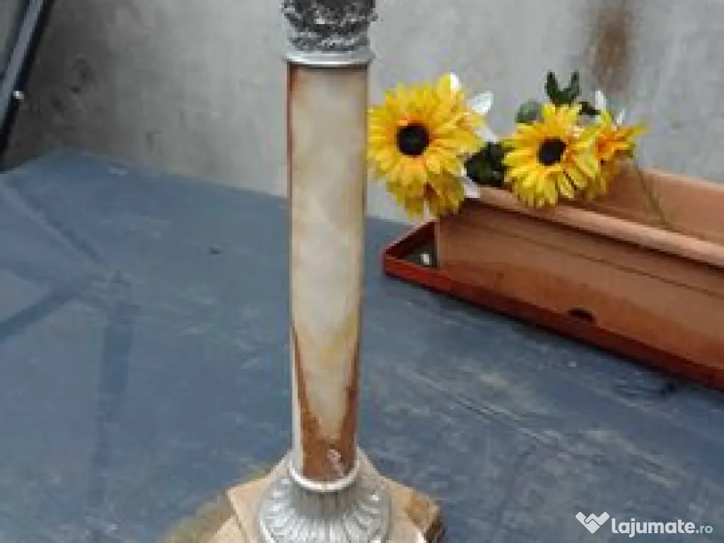 Lampa Victoriană marmură și argint