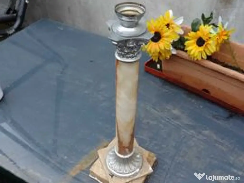 Lampa Victoriană marmură și argint