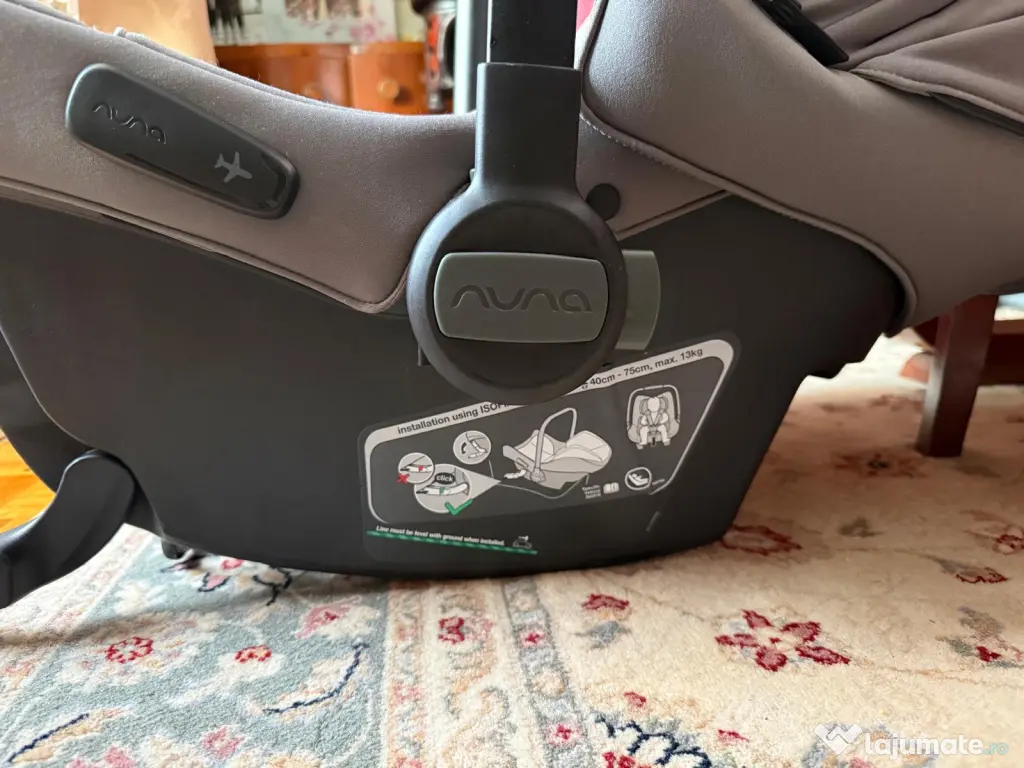 Scoică auto Nuna Pipa Urbn ISOFIX integrat –Granite -tehnic impecabila 