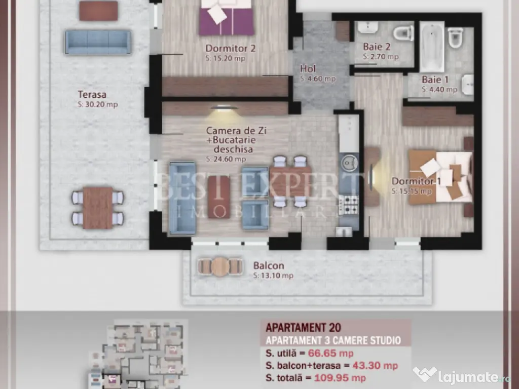 3 Camere cu Terasa Direct Dezvoltator -Bloc Intim 