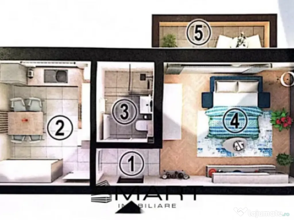 Garsoniera decomandată 