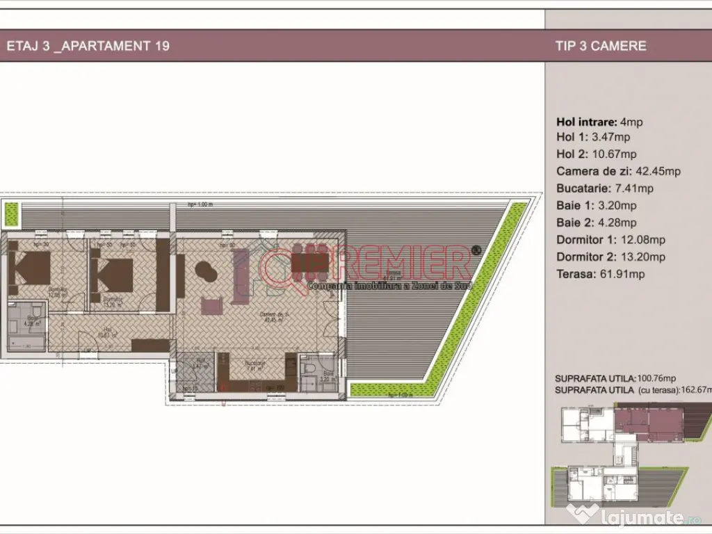 Timpuri Noi - 3 camere cu terasa - 10 min Metrou 