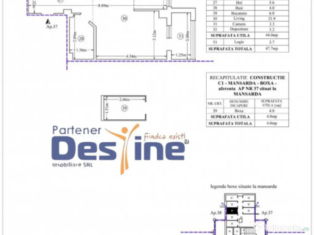 Comision 0%, Apartament 1 camera, Pacurari, mansarda 47.7 mp