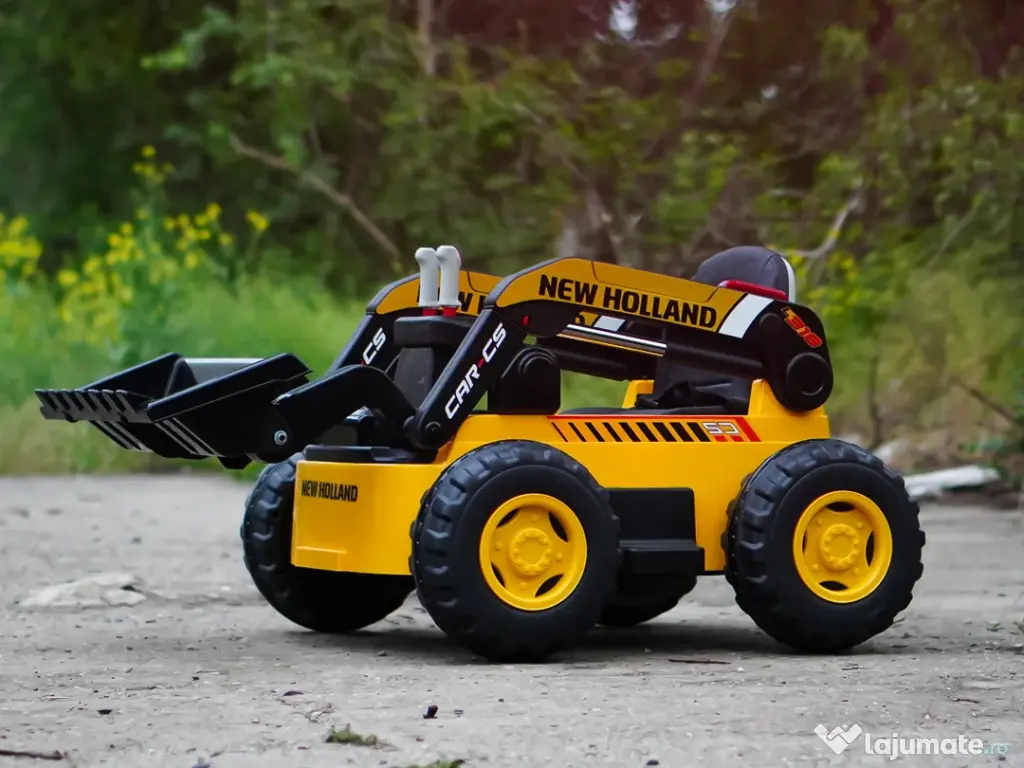 Excavator cu incarcator frontal electric NEW Holland 4x 75W 12V Yellow 