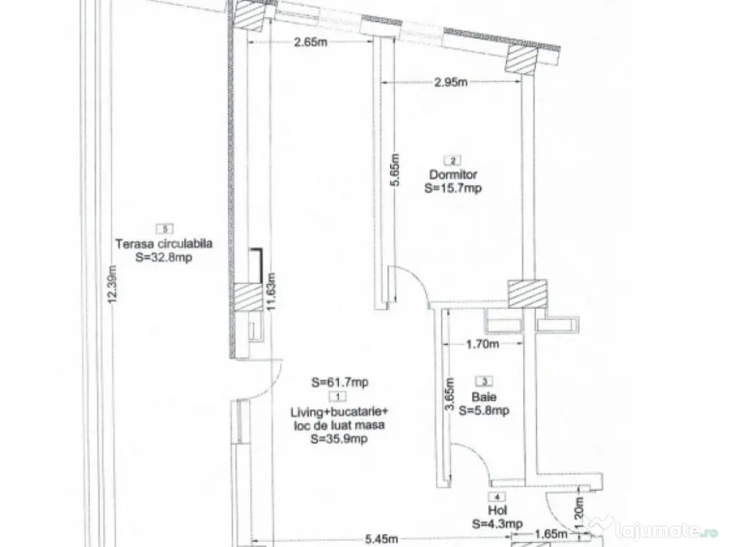 Apartament 2 camere, 62 mp, terasa 33mp, bloc nou, zona Corn 