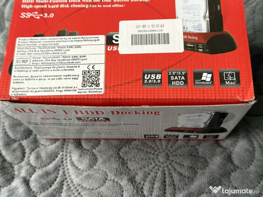 Vând HDD Docking Station 2.5", 3.5" IDE, SATA USB 2.0, funcție clonare 