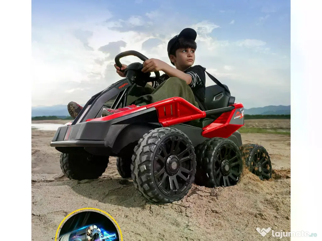 UTV electric pentru 2 copii Kinderauto BJSX2319 6x6 300W 24V RED 