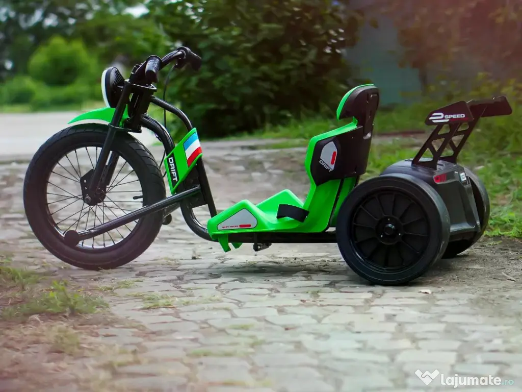 Tricicleta electrica cu functie Drift, Kinderauto BJSX2338, 2x 250W Green 