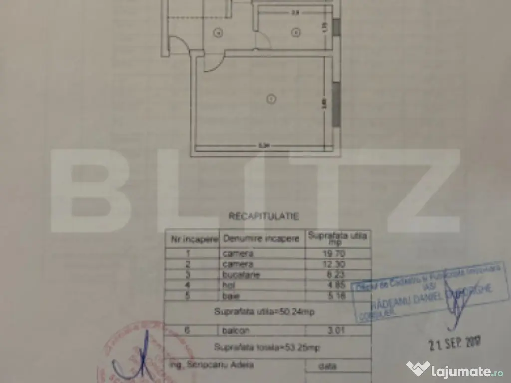 Apartament 2 Camere si Mansarda , Hlincea , 53mp 