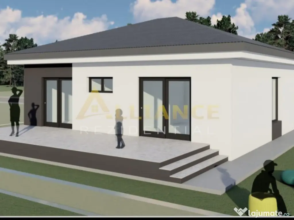 De casa pe parter - 3 camere, 2 bai, teren 376 mp 