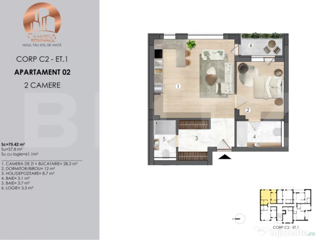 APARTAMENT 2 CAMERE ANSAMBLU REZIDENTIAL CAMPINA RESIDENCE 