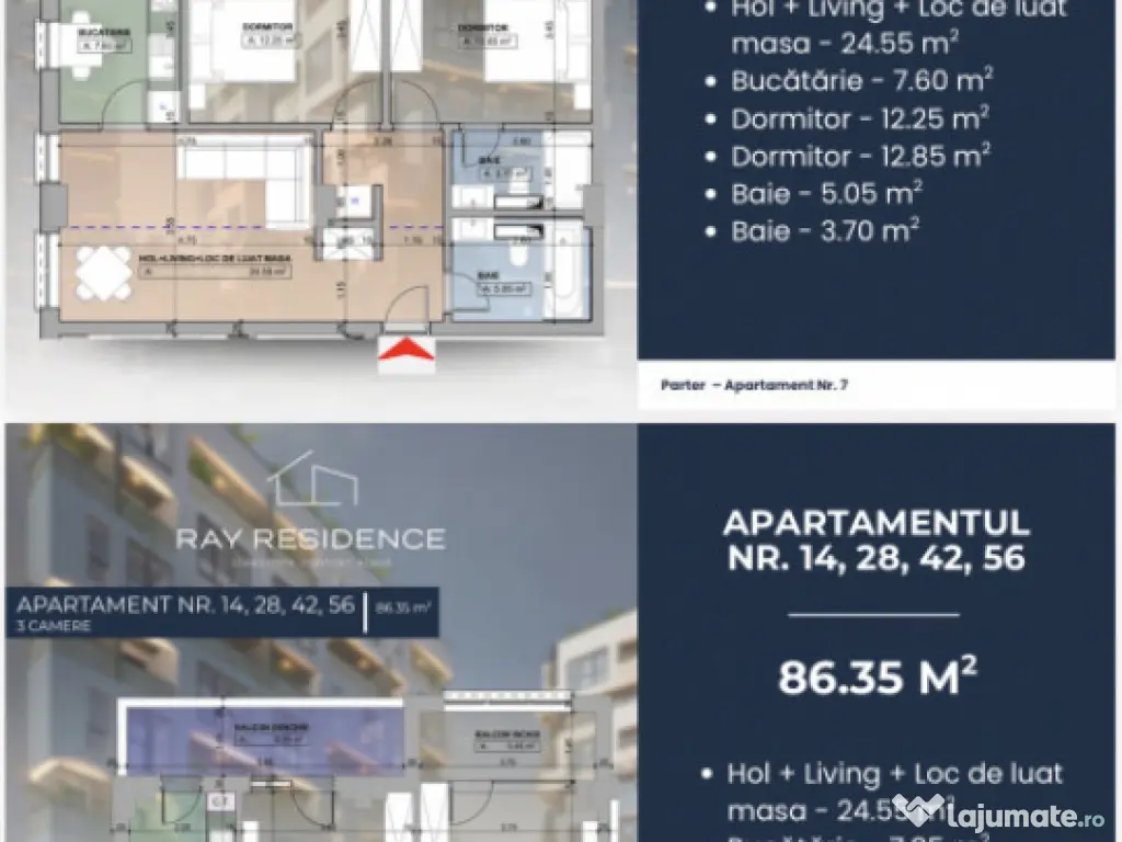 Apartament 3 camere, complex rezidențial 