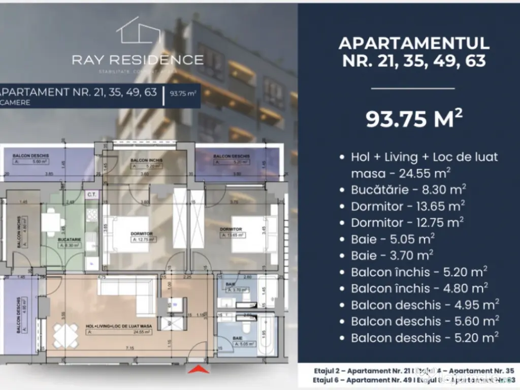 Apartament 3 camere, complex rezidențial 