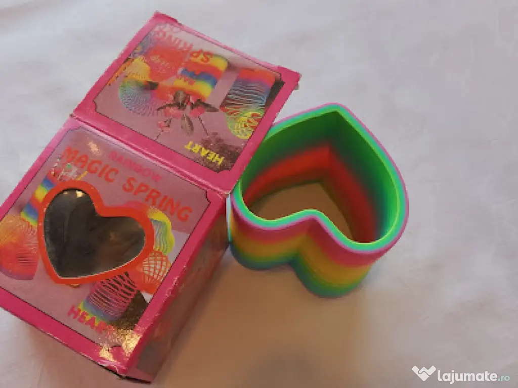 Jucărie Vintage Rainbow Magic Spring (Slinky) – Model Inimă, Cutie Originală