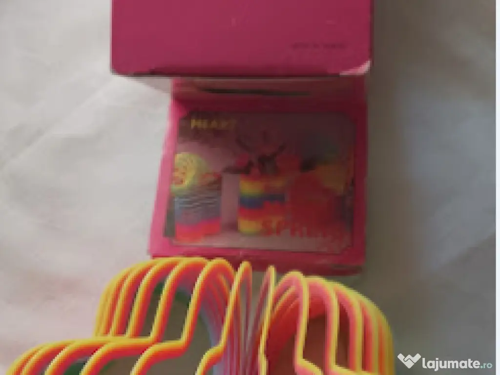 Jucărie Vintage Rainbow Magic Spring (Slinky) – Model Inimă, Cutie Originală 