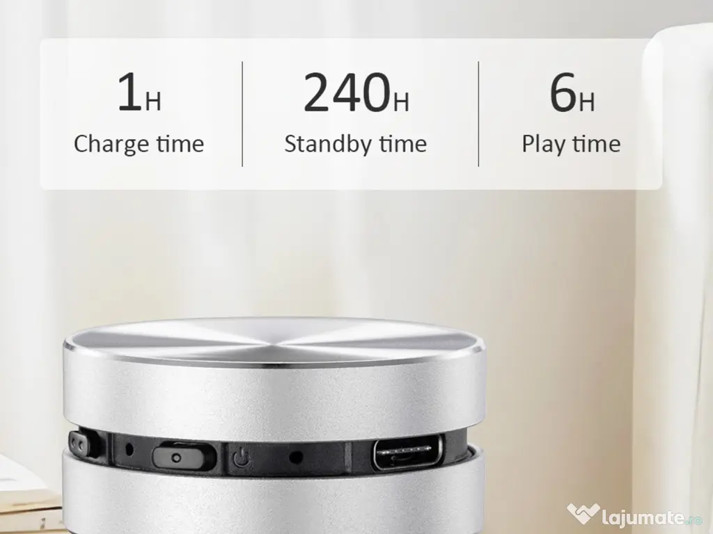 Wireless Bluetooth fara fir,microfon incorporat,radio FM, argintiu 