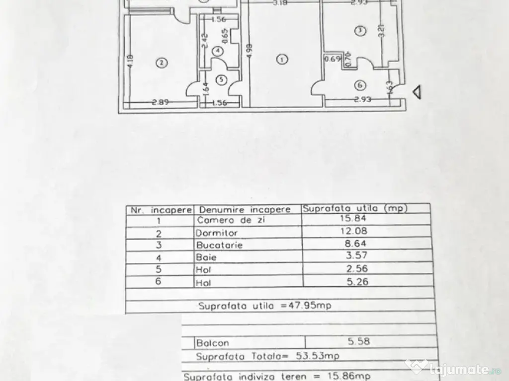 Etaj 1 - Apartament 2 camere, confort 1 Hipodrom, suprafata 