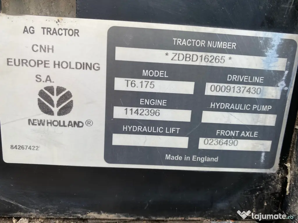 Tractor NEW HOLLAND T6.175 / 2015/ 5400 ore / + incarcator frontal 
