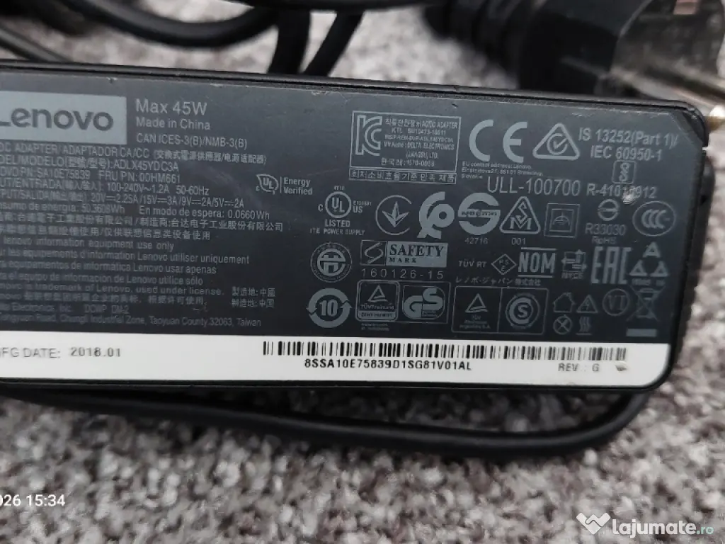 3buc Adaptor. Lenovo 65w,45w si Sony 23w