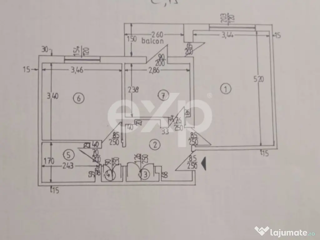 Apartament 2 camere decomandat, etaj 3, zonă Exercițiu – 
