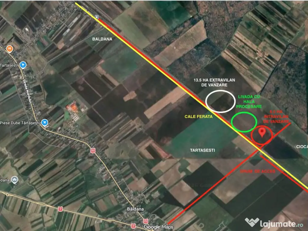 Teren intravilan arabil | Tartasesti | Baldana | Db 6,6 ha 